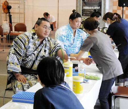 採血に臨む豊昇龍