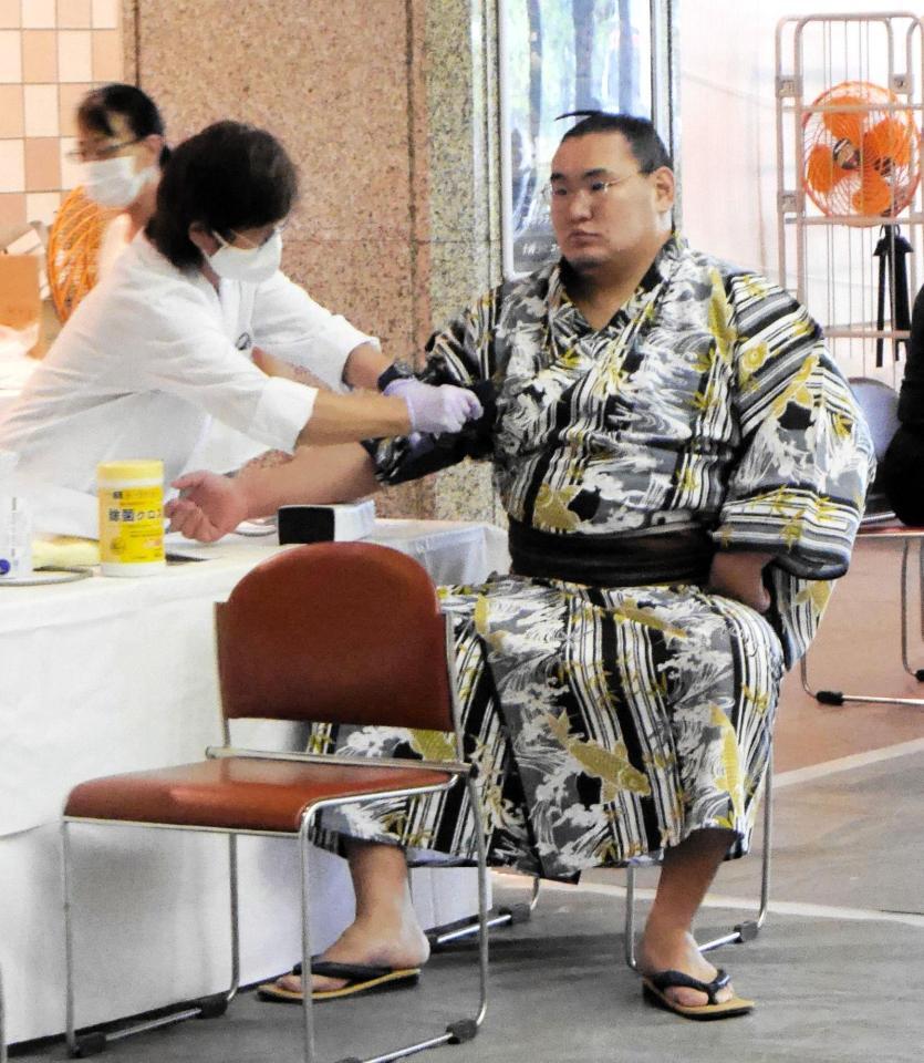 血圧を測る豊昇龍