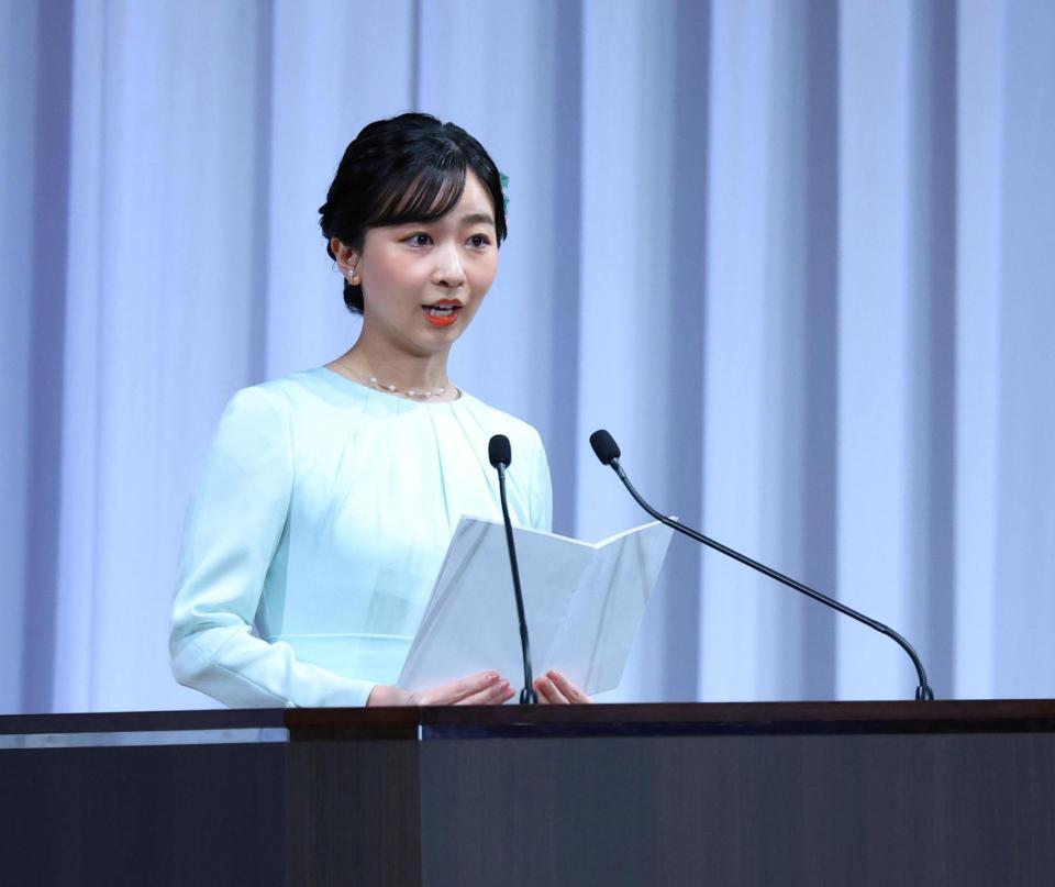結団式に出席された佳子さま（撮影・石井剣太郎）