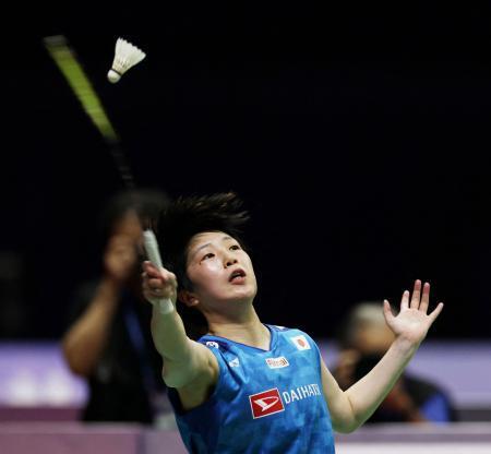 　女子シングルス準々決勝　プレーする山口茜＝ニューデリー（ロイター＝共同）