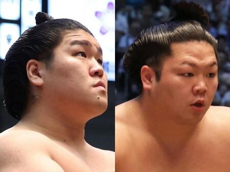 兄の朝紅龍（左）と弟の朝翠龍