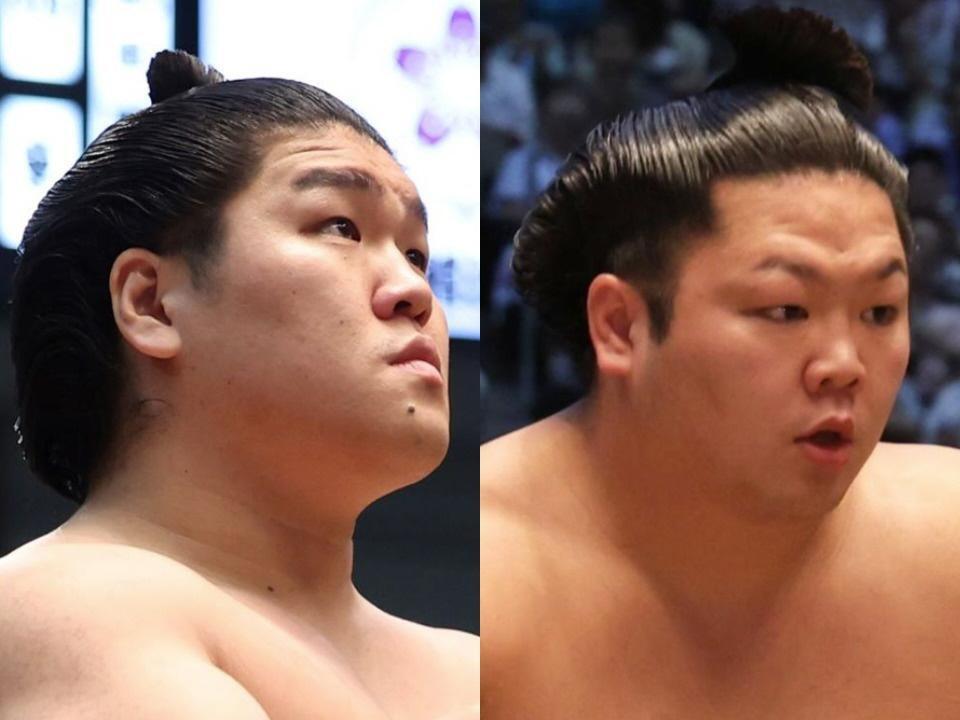 兄の朝紅龍（左）と弟の朝翠龍
