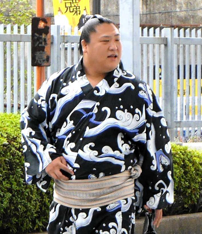 国技館を訪れた若隆景（撮影・山本鋼平）