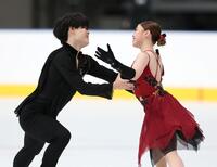 アイスダンスＦＤ、演技する紀平梨花、西山真瑚組（撮影・伊藤笙子）