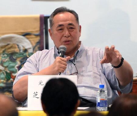 トークショーを行った芝田山親方＝両国国技館（撮影・堀内翔）