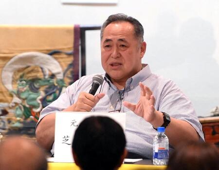 トークショーを行った芝田山親方（撮影・堀内翔） 