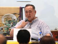 トークショーを行った芝田山親方（撮影・堀内翔） 