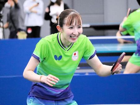 公開練習に参加した早田ひな