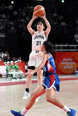 第１クオーター、シュートを放つ常田