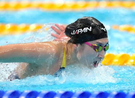 女子１００メートルバタフライ決勝　力泳する池江璃花子