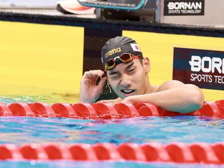 男子２００ｍ自由形決勝で銅メダルを獲得するも、悔しさを滲ませる村佐達也（撮影・伊藤笙子）