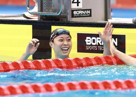 女子１００ｍ平泳ぎ決勝で銀メダルを獲得した鈴木聡美（撮影・伊藤笙子）