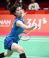女子団体決勝　中国戦でプレーする宮崎友花