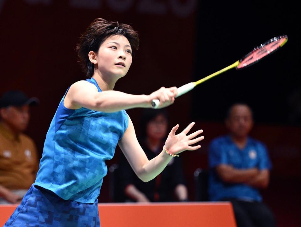 女子団体決勝　中国戦でプレーする宮崎友花