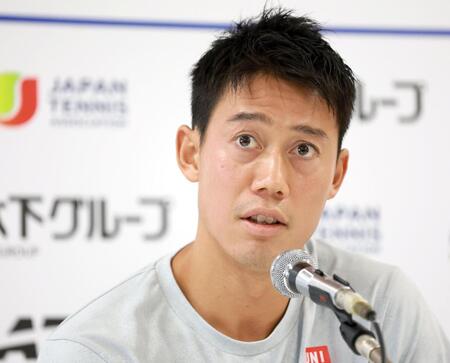 ジャパンＯＰを前に会見を開いた錦織圭（撮影・伊藤笙子）