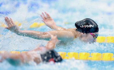 女子５０ｍバタフライ決勝を泳ぐ池江璃花子（撮影・伊藤笙子）