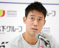 ジャパンＯＰを前に会見を開いた錦織圭（撮影・伊藤笙子）