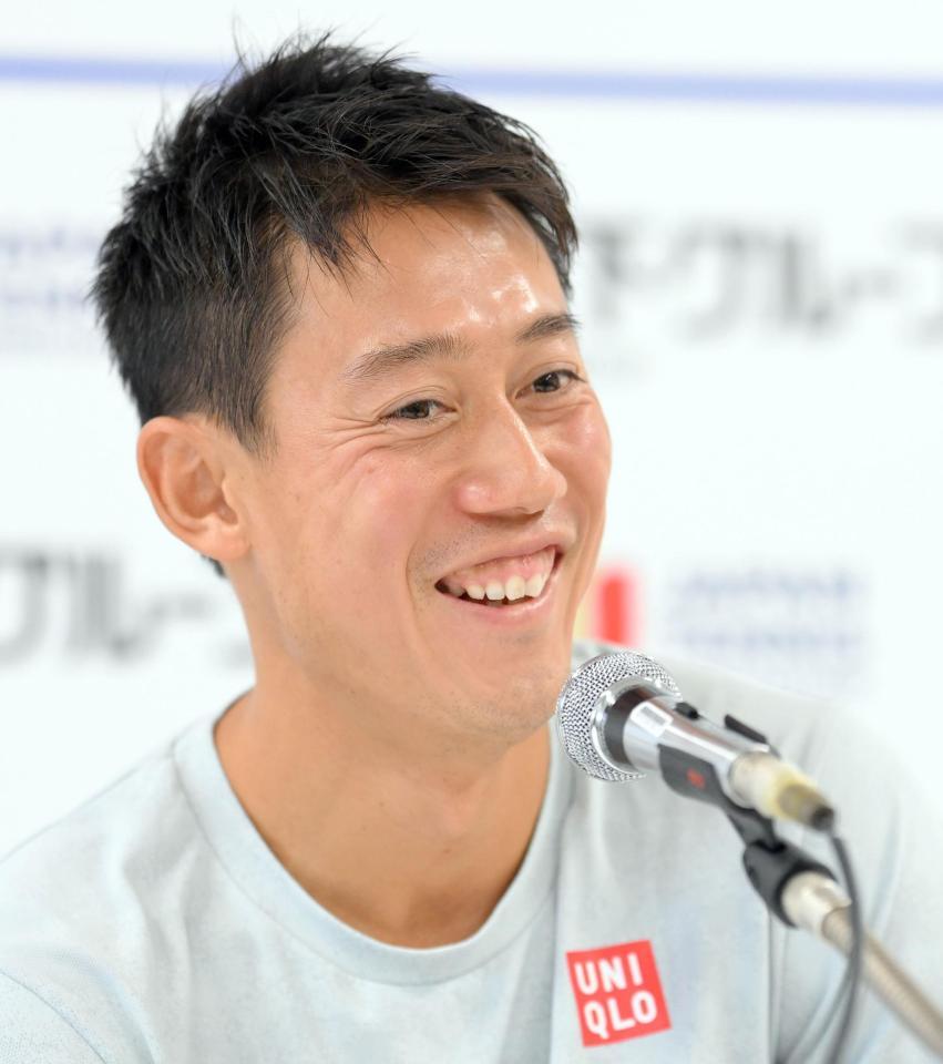 ジャパンＯＰを前に会見を開いた錦織圭（撮影・伊藤笙子）