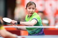 女子シングルス準々決勝　マカオ選手と対戦する早田ひな