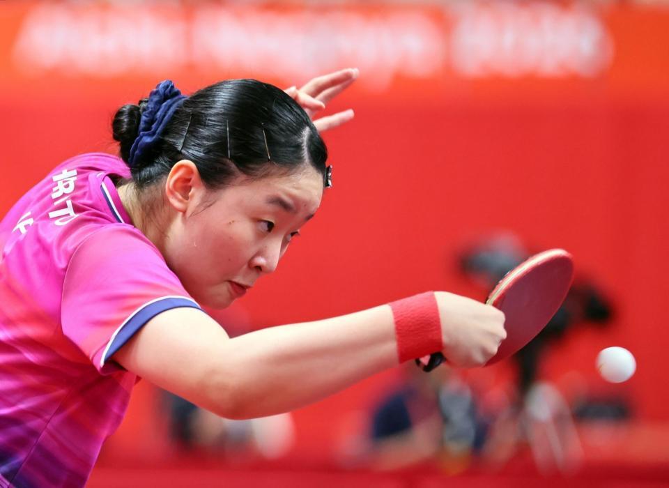 女子シングルス３回戦　インド選手と対戦する張本美和