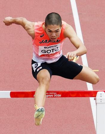 男子４００メートル障害予選　力走する後藤大樹