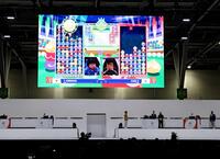 　ｅスポーツ「ぷよぷよ」の決勝で、韓国選手と対戦する栗原悠輝（撮影・今泉慶太）