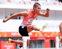 男子４００メートル障害予選　力走する後藤大樹