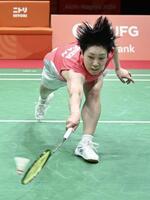 女子シングルス決勝で、韓国選手と対戦する山口茜