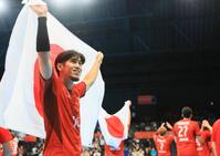 男子３位決定戦で韓国に勝利し、笑顔を見せる田中大介