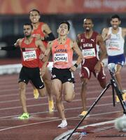 男子８００メートルを制し、金メダルを獲得した落合晃（撮影・伊藤笙子）