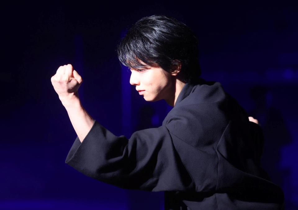 新製品発表会に登場した羽生結弦さん（撮影・石井剣太郎）