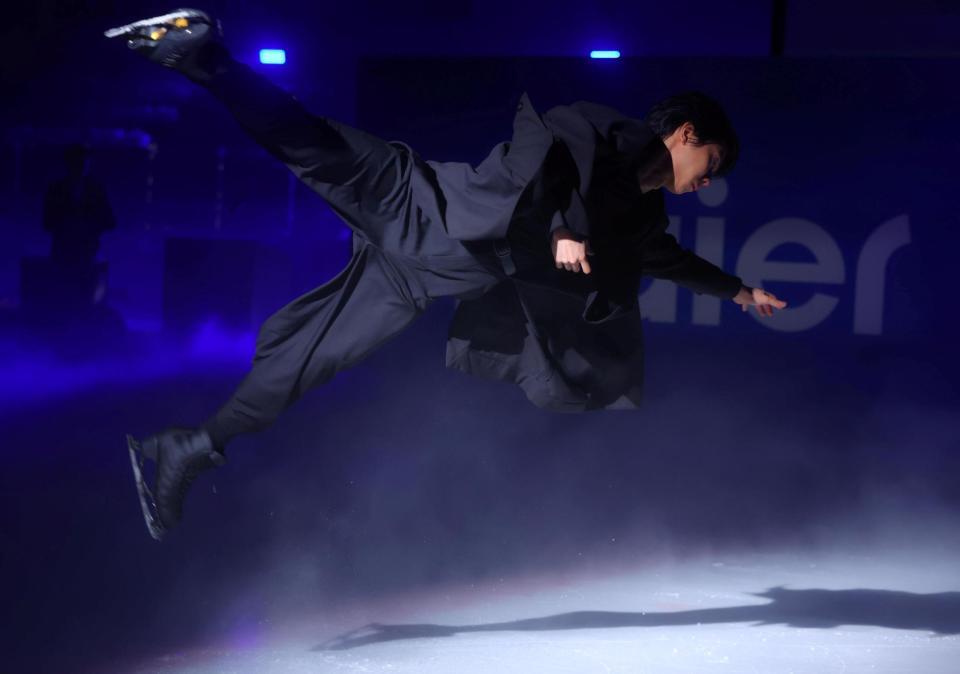 新製品発表会に登場した羽生結弦さん（撮影・石井剣太郎）