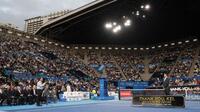 マイケル・チャン氏のメッセージを聞く錦織圭（撮影・佐々木彰尚）