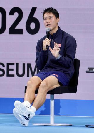 引退記念イベントに登場した錦織圭（撮影・伊藤笙子）