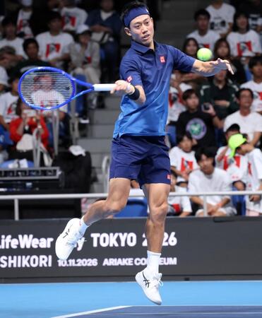 イベント内で特別マッチを戦った錦織圭（撮影・伊藤笙子）