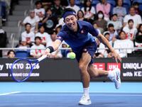 イベント内で特別マッチを戦った錦織圭（撮影・伊藤笙子）