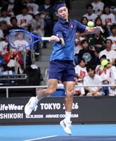 イベント内で特別マッチを戦った錦織圭（撮影・伊藤笙子）