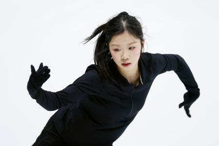 　公式練習で調整する中井亜美＝アンジェ（共同）