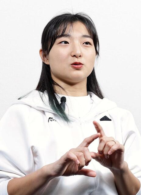 　インタビューに答える坂本花織さん
