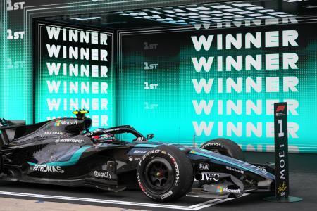 　優勝したメルセデスのキミ・アントネッリのレーシングカー＝２５日、米テキサス州オースティン（ゲッティ＝共同）