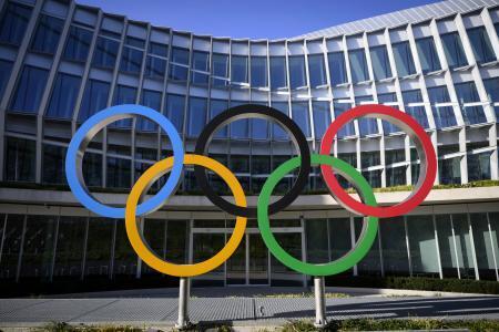　ＩＯＣ本部の五輪マーク＝ローザンヌ（ｋｅｙｓｔｏｎｅ提供・ＡＰ＝共同）