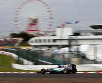 予選２位のメルセデスのルイス・ハミルトン＝鈴鹿サーキット（撮影・神子素慎一）