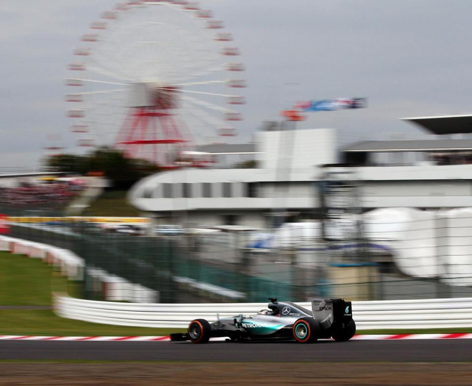 予選２位のメルセデスのルイス・ハミルトン＝鈴鹿サーキット（撮影・神子素慎一）