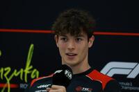 会見に応じるハース・フェラーリのオリバー・ベアマン＝鈴鹿サーキット（撮影・神子素慎一）