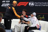 リのオリバー・ベアマン。左はマクラーレン・メルセデスのランド・ノリス。右はレーシングブルズ・フォードのリアム・ローソン＝鈴鹿サーキット（撮影・神子素慎一）