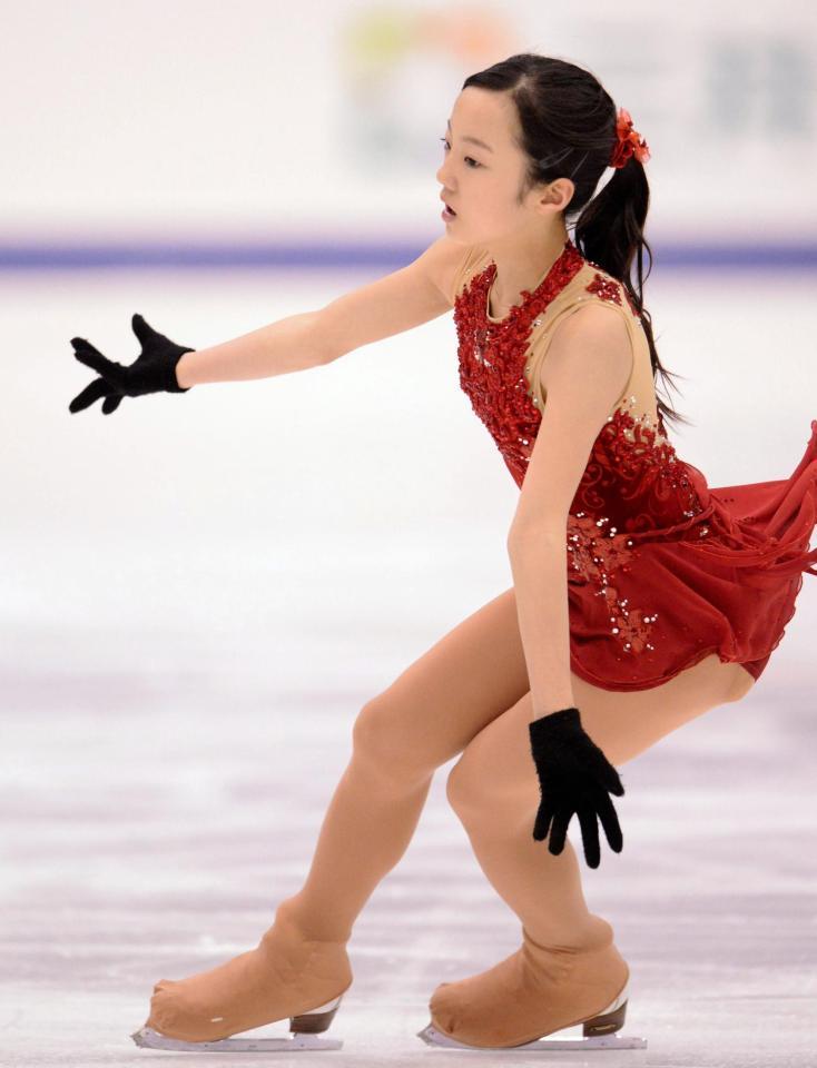 フリーの公開練習を行った本田真凜＝北海道・真駒内セキスイハイムアイスアリーナ（撮影・開出牧）