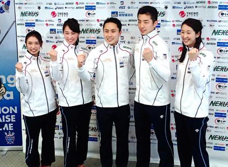 　リオ五輪に向け意気込む（左から）青木、西岡、太田、徳南、佐藤