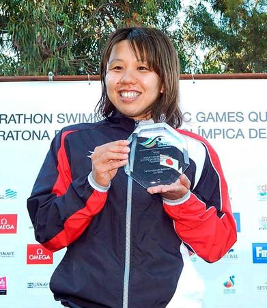 　水泳オープンウオーターのリオ五輪代表入りを決めた貴田裕美（共同）