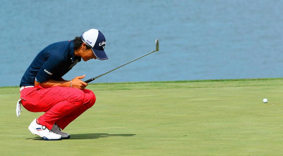 　１１番でバーディーパットを外した石川遼（共同）