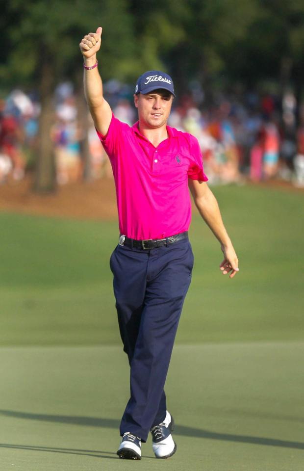 　優勝を喜ぶジャスティン・トーマス